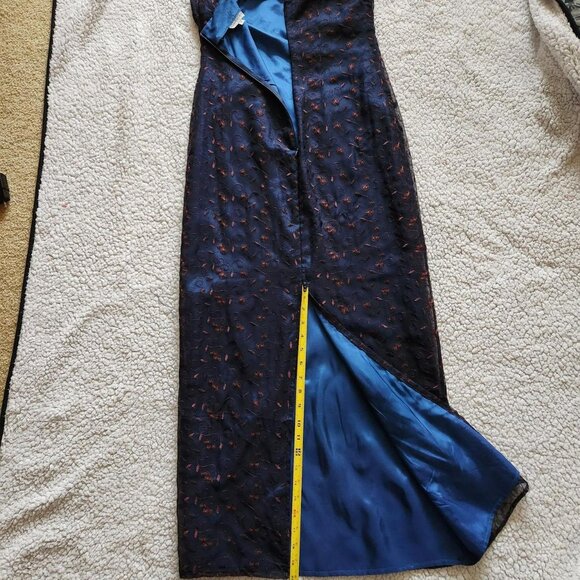 Rampage y2k dress Sz 5 navy with brown flower embroidery special occasion - Picture 8 of 8